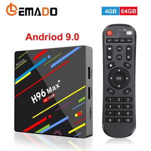 lemado h96 max plus tv box android 9.0 rockchip rk3328 4gb 64gb support 4k h.265 hd netflix youtube h96max plus smart tv box