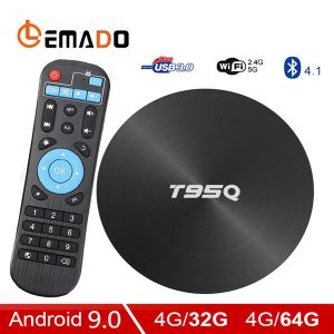 lemado t95q tv box android 9.0 4gb 64gb ddr3 amlogic s905x2 quad core wifi 2.4g 5g 3d 4k hdr support hdmi 2.0 google play