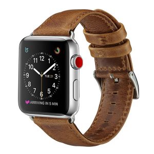 luxury business casual style crazy horse pattern genuine leather band strap belt bracelet for 44mm 40mm 42mm 38mm apple watch 5 4 3 goophone