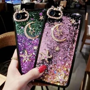 luxury dynamic liquid glitter star quicksand case diamond rhinestone bling cases for iphone x 8 7 plus 6 6s plus with hanging rope