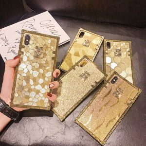 luxury gold square metal rivet shiny girly case back cover for iphone 11 pro xr xs max x 8 7 6 samsung s8 s9 s10 plus s10e note 9 10 10+