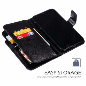 luxury leather wallet case with 9 cardholder for iphone xr xs max samsung j2 pro j3 j7 j8 s10 plus huawei p20 pro