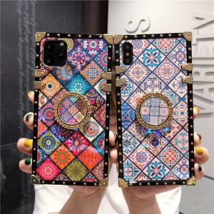 luxury square blu-ray bohemian ethnic style frame case for iphone 6 7 8 plus xr xs max x 11 soft silicon phone for samsung cover