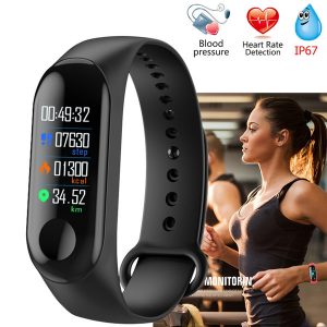 m3 smart bracelet blood pressure measurement watch gps heart rate monitor fitness band with watch for men women m3 wristbands