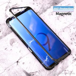 magnetic adsorption flip case for samsung galaxy s8 s9 10 plus note 8 note9 note10 tempered glass back cover luxury metal bumper case