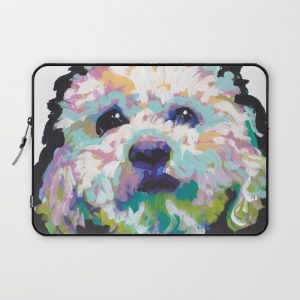 maltese poodle Maltipoo Dog Portrait Pop Art painting by Lea Computer Cover by wilddogs - Laptop Sleeve - 13"