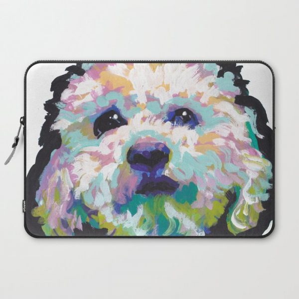 maltese poodle Maltipoo Dog Portrait Pop Art painting by Lea Computer Cover by wilddogs - Laptop Sleeve - 15"