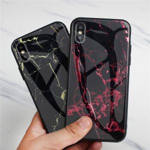 marble tempered glass phone cases soft edge cover hard cover shockproof housing anti scratch protective cover for iphone xs max samsung s10e