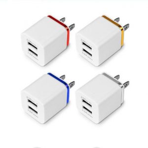 metal dual usb wall charger us plug 2.1a ac power adapter charger plug for samsung galaxy s20 11 pro