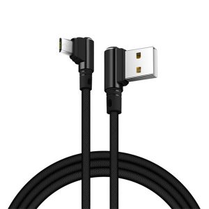 micro usb cable 90 degree 1m type-c data cable metal braided l bending type fast charging cable for android