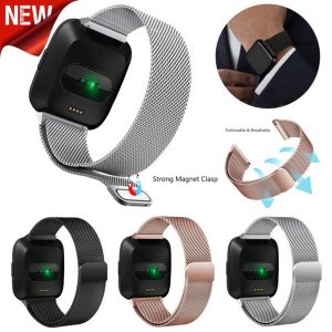 milanese loop strap wrist band replacement for fitbit versa/ versa 2 stainless steel watch band magnetic lock bracelet