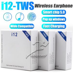 mini bluetooth earphone i12 tws with charging box button control wireless earbuds headset bt5.0 for smart cellphone with package