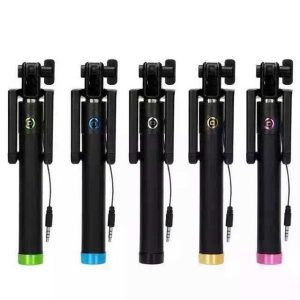 mini remote wire-control selfie stick with button portable extendable cell phone monopod selfie pole universal for iphone android smartphone