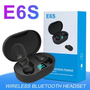 mini tws e6s bluetooth 5.0 earphones for iphone android devices wireless stereo in-ear sports earbuds with led digital charging box