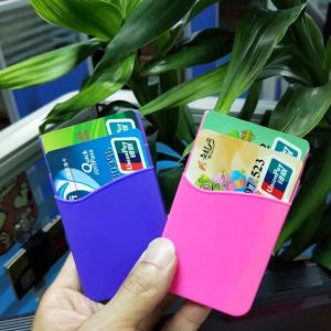 mix colors promotional adhesive silicone mobile phone wallet case with no logo printing silicone smart wallet mobile phone card holder