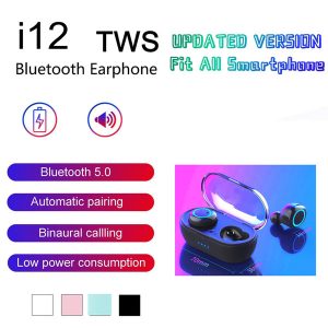 multi colors i12 tws 5.0 wireless bluetooth headphones e19 earphones touch control headset earbuds white black red pink green