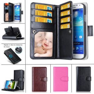 multi-function wallet case pu leather flip case housing with card slots 2in1 leather case for iphone 5s 6 6s plus samsung s6 s7 s7 edge