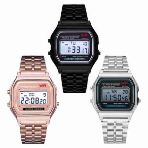 multifunction wr f91w f-91w fashion ultra-thin watches metal watchband led change watch sport a159w men women sport watches watch 4 colors