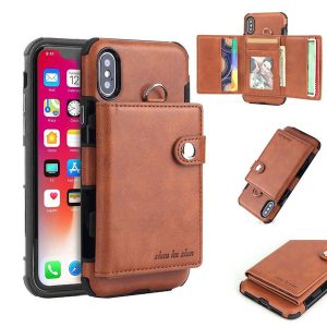 multifunctional pu leather phone cover with card slots and hand strap string lanyard cellphone case for iphone x 8 7 plus phone cases