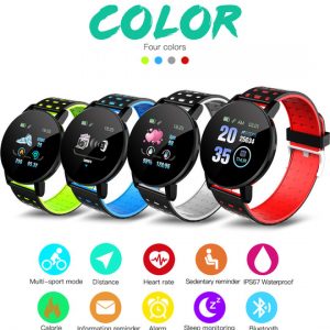 new 119 plus smart watch blood pressure round bluetooth smartwatch women's watch waterproof sports tracker for android ios