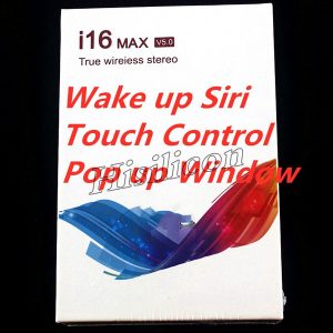 new arrival i16 max tws wireless earphone bluetooth v5.0 with pop-up window touch control siri headset for iphone x samsung pk i12