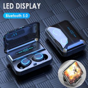 new tws sport bluetooth wireless earphones stereo wireless earbuds mic usb charging case box led display