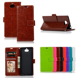 news for sony xperia 10 wholesale crazy horse grain wallet pu leather case cover card holde