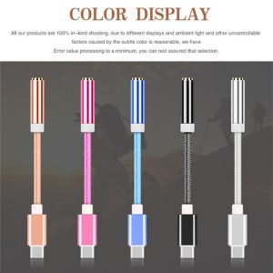 nylon braided 12cm audio adapter male type-c to 3.5mm jack female audio aux cable covertor for letv mi6