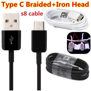 od3.0 s8 cable 1m 3ft od 3.0 braided fabric with iron metal head micro type c usb cable wire for samsung s6 s7 edge s8 htc