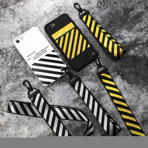 off tide white stripe case for iphone 11 pro x xs max xr hipster couple phone case for iphone 6 6s 7 8 plus silicone cover with lanyard