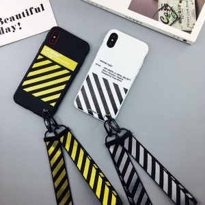 off tide white stripe case for iphone 11 pro x xs max xr hipster couple phone case for iphone 6 6s 7 8 plus silicone cover with lanyard