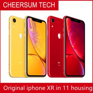 original unlocked iphone xr in iphone 11 housing 6.1" ios a11 smartphone 3gb ram 64gb/256gb rom 12mp hexa core 4g lte mobile phone