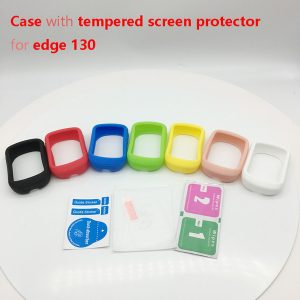 outdoor cycling edge 130 computer silicone rubber protect case with tempered screen film protector for garmin edge 130