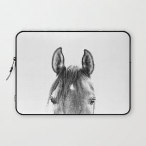 peekaboo horse, bw horse print, horse photo, equestrian print, equestrian photo, equestrian decor Computer Cover by NorthernEdge - Laptop Sleeve - 13"