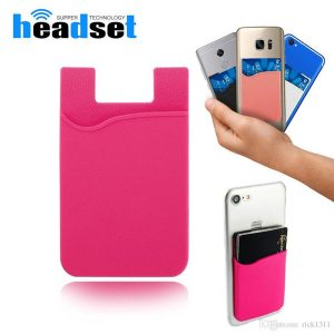 phone card holder silicone cell phone wallet case credit id card holder pocket stick on 3m adhesive with opp bag