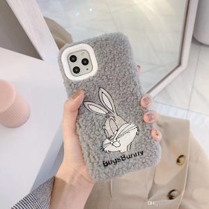 plush cute bunny plush phone case + iphone 7 8 plus x xr xs 11pro max perfect protection phone