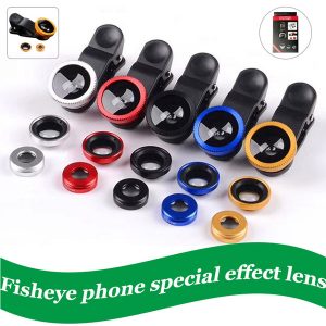 portable wide angle lens with clip mobile phone lens fisheye camera for iphone external microscope telescope optical zoom cell phone kit