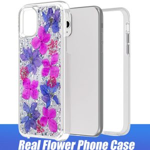 pressed real dried flower clear case for iphone 11 pro max dual layer protective hard pc soft tpu phone case for samsung s10