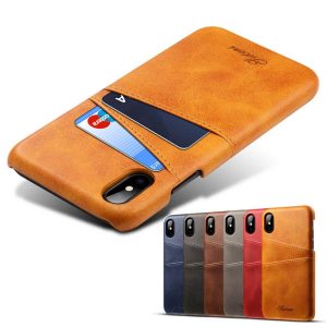 pu leather phone back case calf pattern pu leather skin cover card slots holder for iphone xs xr xs max