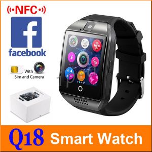 q18 bluetooth smart watch support sim card nfc connection health smartwatches for android smartphone with retail package 10pcs