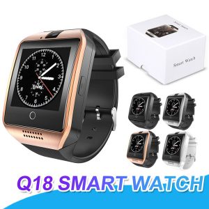 q18 bluetooth smart watch sweatproof phone support sim card camera nfc connect fitness tracker smartwatch for android with retail package