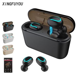 q32 bluetooth headphone mini wireless headset cell phone earphone with power bank stereo sports cordless handsgaming mic earbud