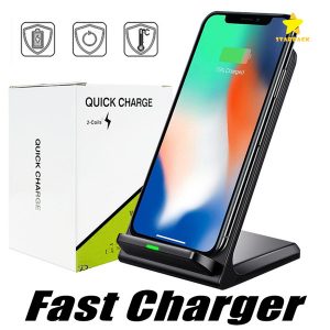 q700 2 coils wireless charger fast charger qi wireless charging stand pad for iphone x xs max samsung s9 s10 with retail package