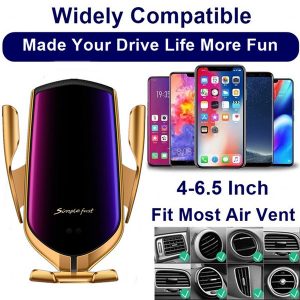 r1 car wireless charger 10w automatic clamping phone holder car position air vent qi holder for iphone and android