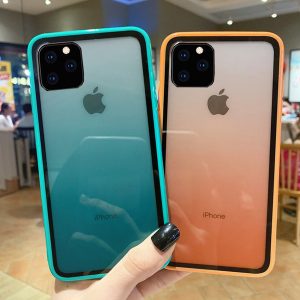 rainbow gradient soft silicone frame shockproof case for iphone 11 pro max xr xs max xs 7 8 6 6s plus acrylic transparent cover