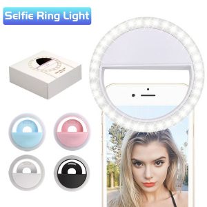 rechargable led selfie phone light portable adjustable brightness led with battery enhancing pgraphy efficient for camera in retail box