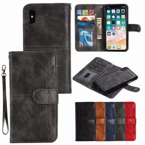 retro detachable 2 in 1 leather magnetic wallet case for iphone 11 pro x xr xs samsung s9 s10 plus huawei p30 pro