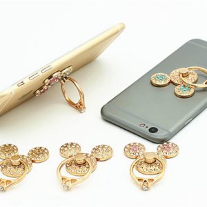 rhinestone finger ring cute mobile phone holder stand ring fashion cartoon smartphone ring holder for iphone