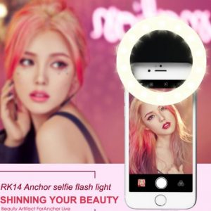 rk14 rechargeable selfie ring light with led camera pgraphy flash light up selfie luminous ring with usb cable universal for all phones