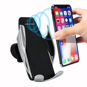 s5 automatic clamping car qi wireless charger for iphone xs max galaxy air vent holder 360 degree rotation charging mount bracket